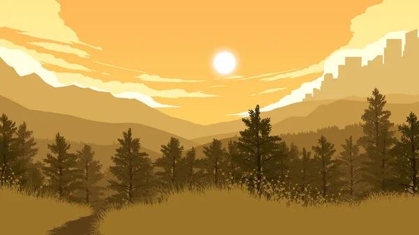 Paisaje forestal ilustración — Vector de stock