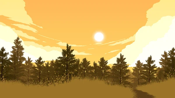 Illustration der Waldlandschaft — Stockvektor