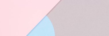 Moda arka planının soyut geometrik yapısı yumuşak yeşil, pastel pembe, açık mavi, gri renkli kağıt. Üst manzara, düz uzanma