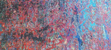 Soyut paslı metal doku, eski metalik kapı, eski mavi boya arka planı, paslı metal, soyut doku arka planı.