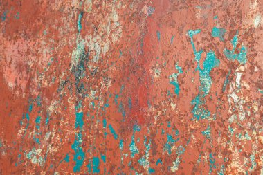 Soyut paslı metal doku, eski metalik kapı, eski mavi boya arka planı, paslı metal, soyut doku arka planı.