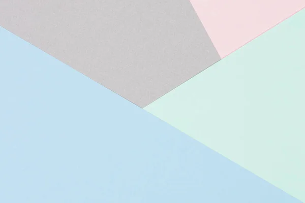 Fundo de textura de papel colorido abstrato. Formas geométricas mínimas e linhas nas cores azul, verde claro, rosa pastel, cinza — Fotografia de Stock