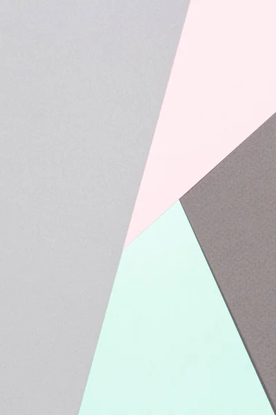 Fundo de papel colorido abstrato. Formas geométricas mínimas e linhas em tons pastel rosa, verde claro e cinza — Fotografia de Stock