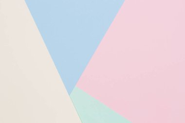 Soyut renkli kağıt dokusu arkaplanı. Minimum geometrik şekiller ve çizgiler açık mavi, pembe, yeşil, pastel sarı renkler