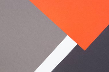 Yaratıcı soyut geometrik kağıt arka plan turuncu, beyaz, açık gri, siyah renkli kağıt