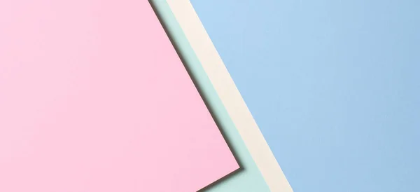 Fundo de textura de papel colorido abstrato. Formas geométricas mínimas e linhas em azul claro, rosa pastel, amarelo, cores verdes — Fotografia de Stock