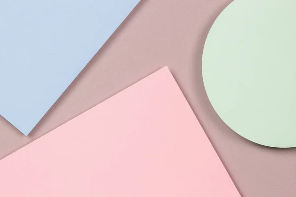 Résumé fond de texture de papier de couleur. Formes géométriques et lignes en bleu clair, vert, rose pastel — Photo
