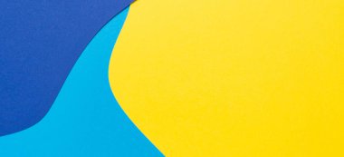 Renkli kağıtlar geometri düz kompozisyon arkaplan sarı ve mavi tonlu