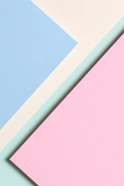 Fundo de textura de papel colorido abstrato. Formas geométricas mínimas e linhas em azul claro, rosa pastel, amarelo, cores verdes — Fotografia de Stock