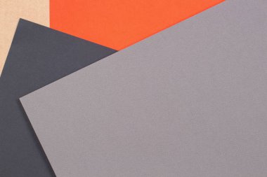 Yaratıcı soyut geometrik kahverengi el işi kağıdı ve turuncu, açık gri, siyah renkli kağıt arka plan