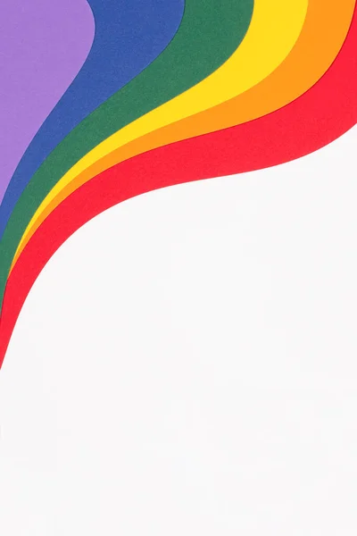 Lgbt cores bandeira layout de papel no fundo branco. Comunidade de orgulho. Cores arco-íris — Fotografia de Stock