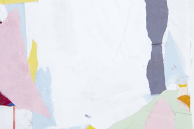 Eski beyaz grunge yırtık kolaj posterleri buruşmuş kağıt pankart dokusu arkaplanı metin veya resim için kopyalama alanı