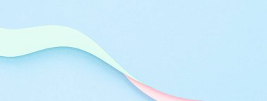 Soyut renk kağıtları geometri düz kompozisyon pankart arka planı açık mavi, yeşil ve pastel pembe tonlara sahiptir