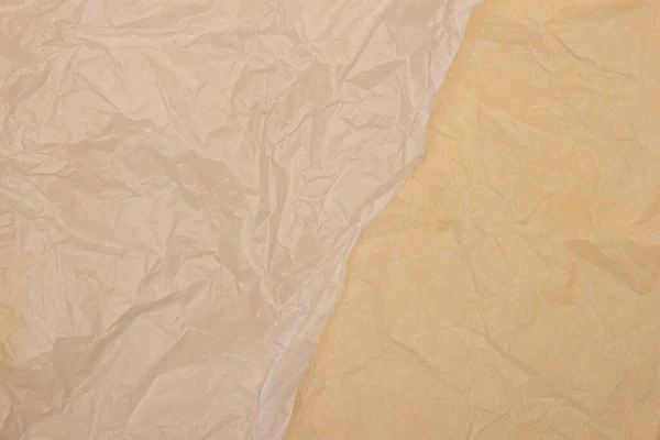 Dois tom de cor amarela velho enrugado vincado papel fundo textura — Fotografia de Stock