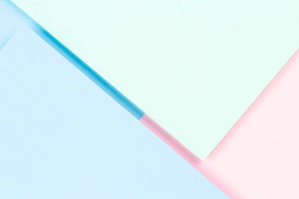 Pastel colored paper texture background. Minimal geometric shapes and lines in pink, light blue and green colors — Stock Photo, Image