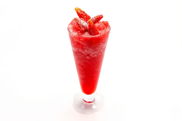 Červený jahodový smoothie — Stock fotografie