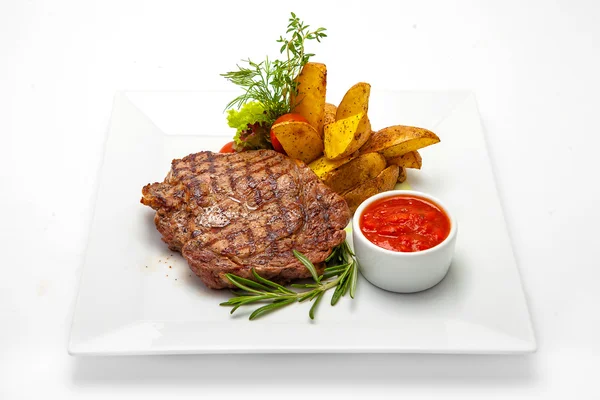 Vepřový steak s bramborem — Stock fotografie