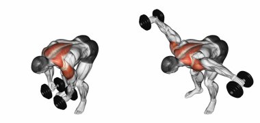 Lifting dumbbell in hand to lean forward clipart