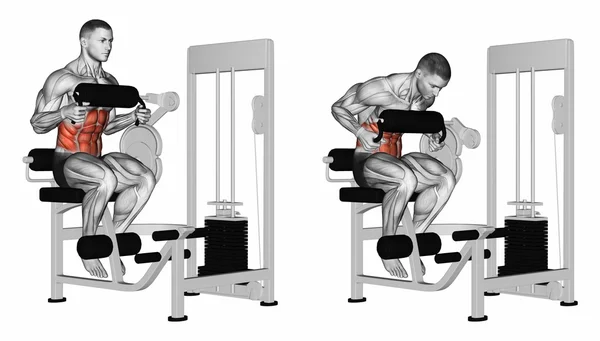 Abdominal Crunch in AB machine — Stock Photo, Image