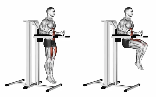 Elevación de rodilla en barras paralelas — Foto de Stock