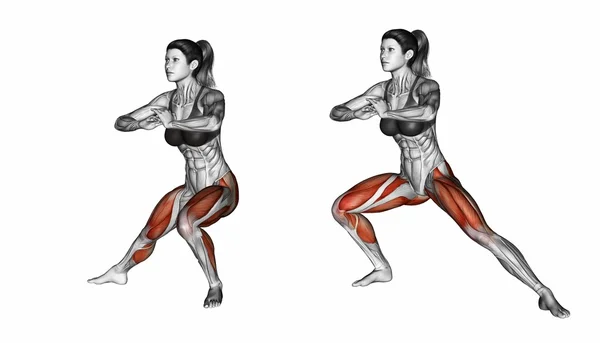 Side lunges exercise — Stock Photo, Image