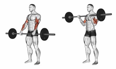 Curl with a barbell grip on top clipart