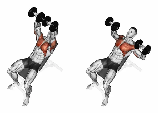 Bir eğik bankta yatarken halter bench basın