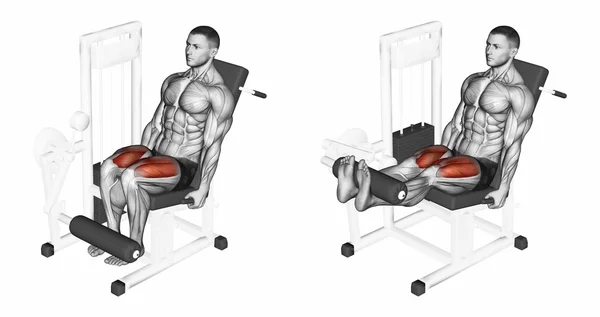 Ben förlängning i simulatorn på quadriceps — Stockfoto