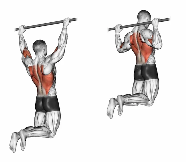 Pull-ups on the bar, touching the back of the head — Stock Photo, Image