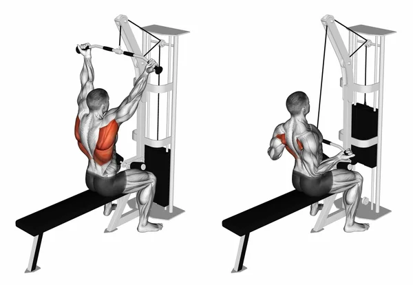 Reverse grip lat pulldown — Stock Photo, Image