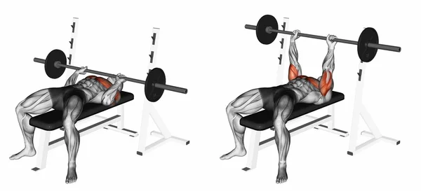 Kapat-Grip Barbell Bench Press — Stok fotoğraf