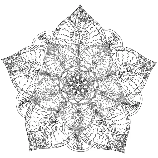 Krásné černobílé kontury Mandala. — Stockový vektor