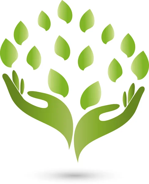 Logo, Hand, Blatt, Heilpraktiker — Stockvektor