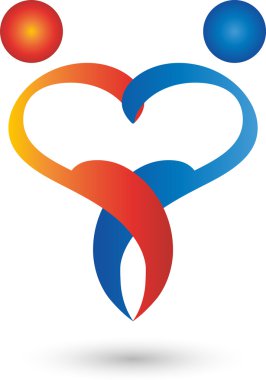 Logo, 3D, Menschen, Paar, Herz