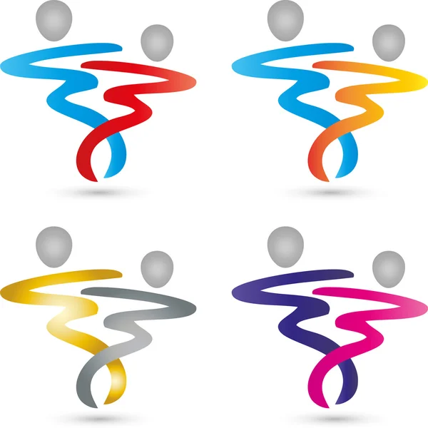 Logo, 3D, Menschen, Paar, Mann, Frau — Vettoriale Stock