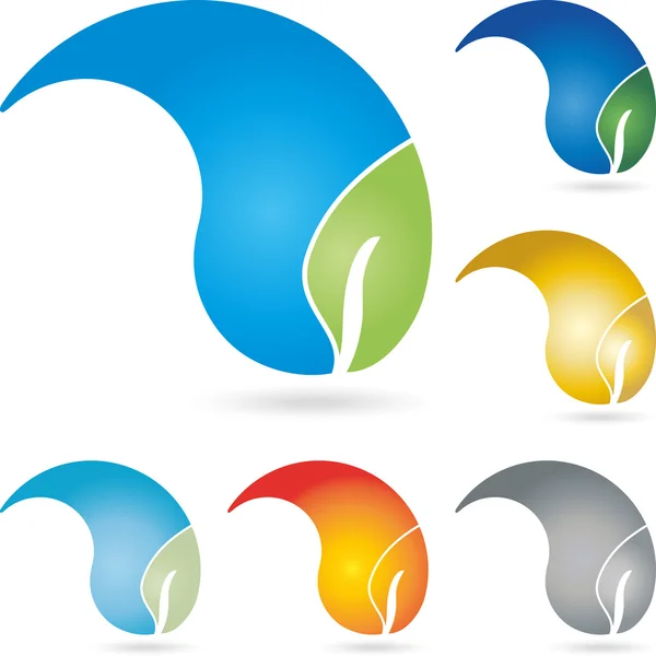 Logo, Wassertropfen, Tropfen, Blatt — Stockvektor