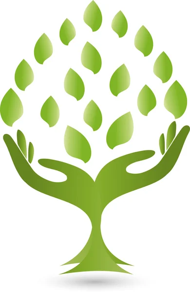 Logo, Main, Blatt, Heilpraktiker — Image vectorielle