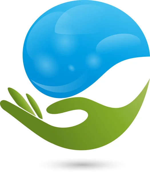 Logo, Tangan, Tropfen, Wasser - Stok Vektor
