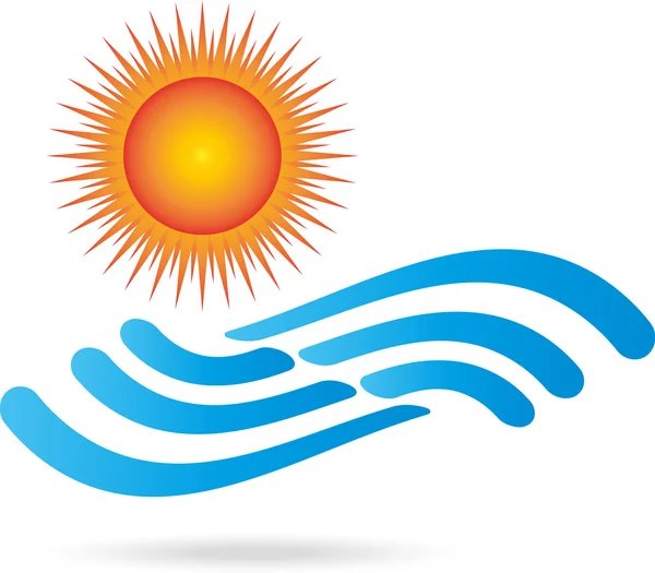 Logotyp, Wellen, Wasser, Sonne — Stock vektor