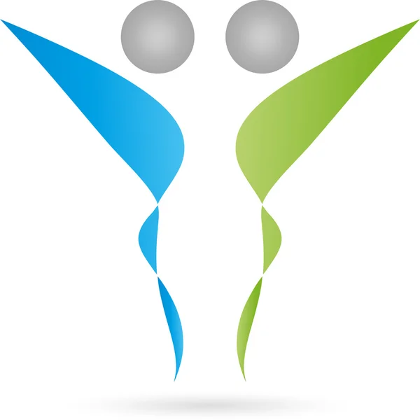 Logo, 3d, Menschen Zwei Personen, Paar — Vector de stock