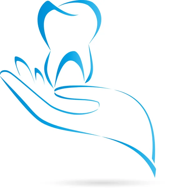Zahn, kézi, fogat, embléma, Arzt Logo — Stock Vector