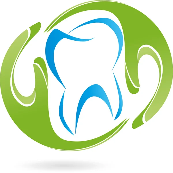 Zahn, mano, dente, logo, Zwei — Vettoriale Stock