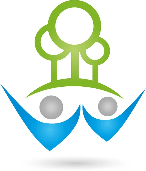 Logo, Menschen, Zwei Personen, Wald - Stok Vektor
