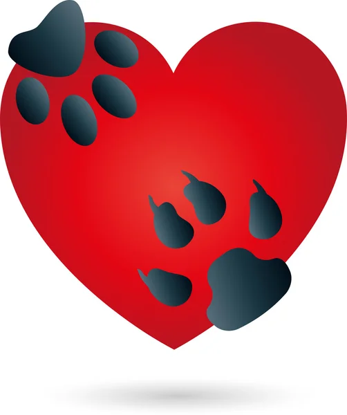 Logo, Herz, Katze, Hund — Stok Vektör