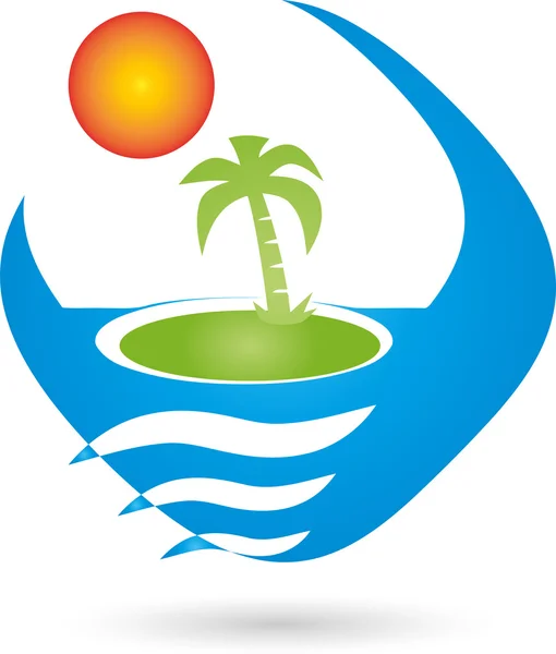 Logo, Tropische Insel, Insel, pulau tropis - Stok Vektor
