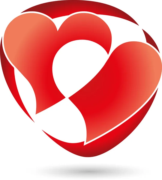 Logo, Herz, Herzchen, Zwei Herzen - Stok Vektor