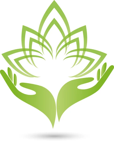Logo, Tangan, Blatt, Blume, Heilpraktiker - Stok Vektor