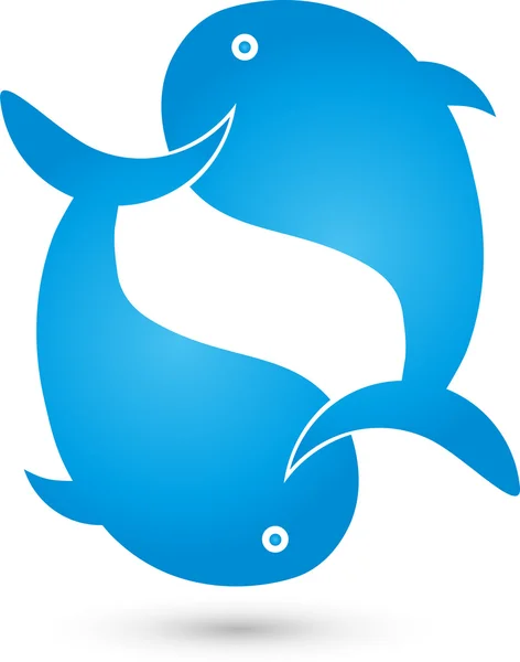 Zwei Wale, Logo, Tiere, Fische — Wektor stockowy