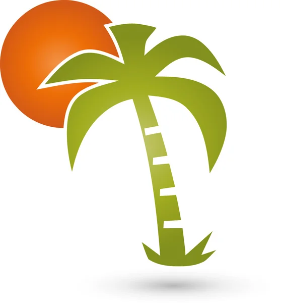 Palme, Sonne, logotyp, Reisen — Stock vektor
