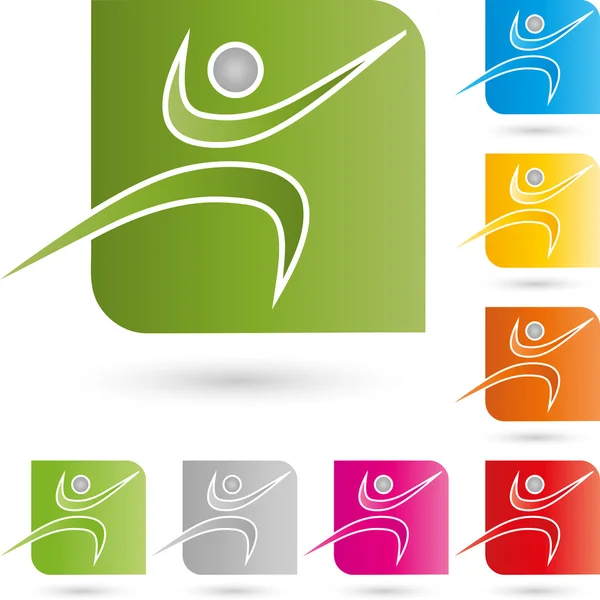 Mensch, Bewegung, Sport, Logo - Stok Vektor